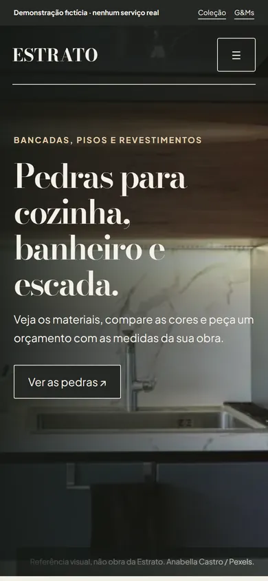 Tela de celular da demonstração fictícia Estrato